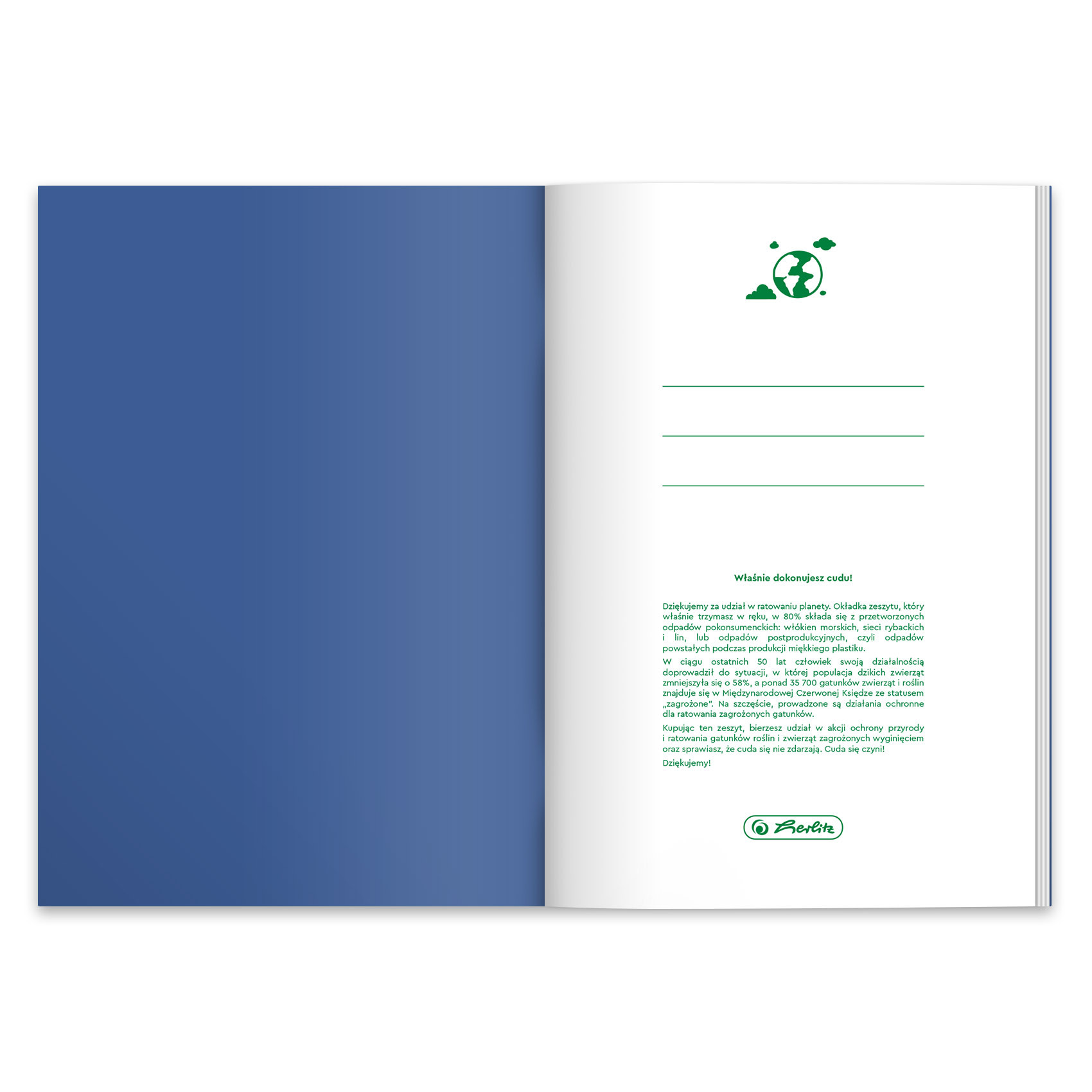 Zeszyt B5/60k KR Eco PP Ocean Colors FSC 9565003 Herlitz / 400198133 Hamelin